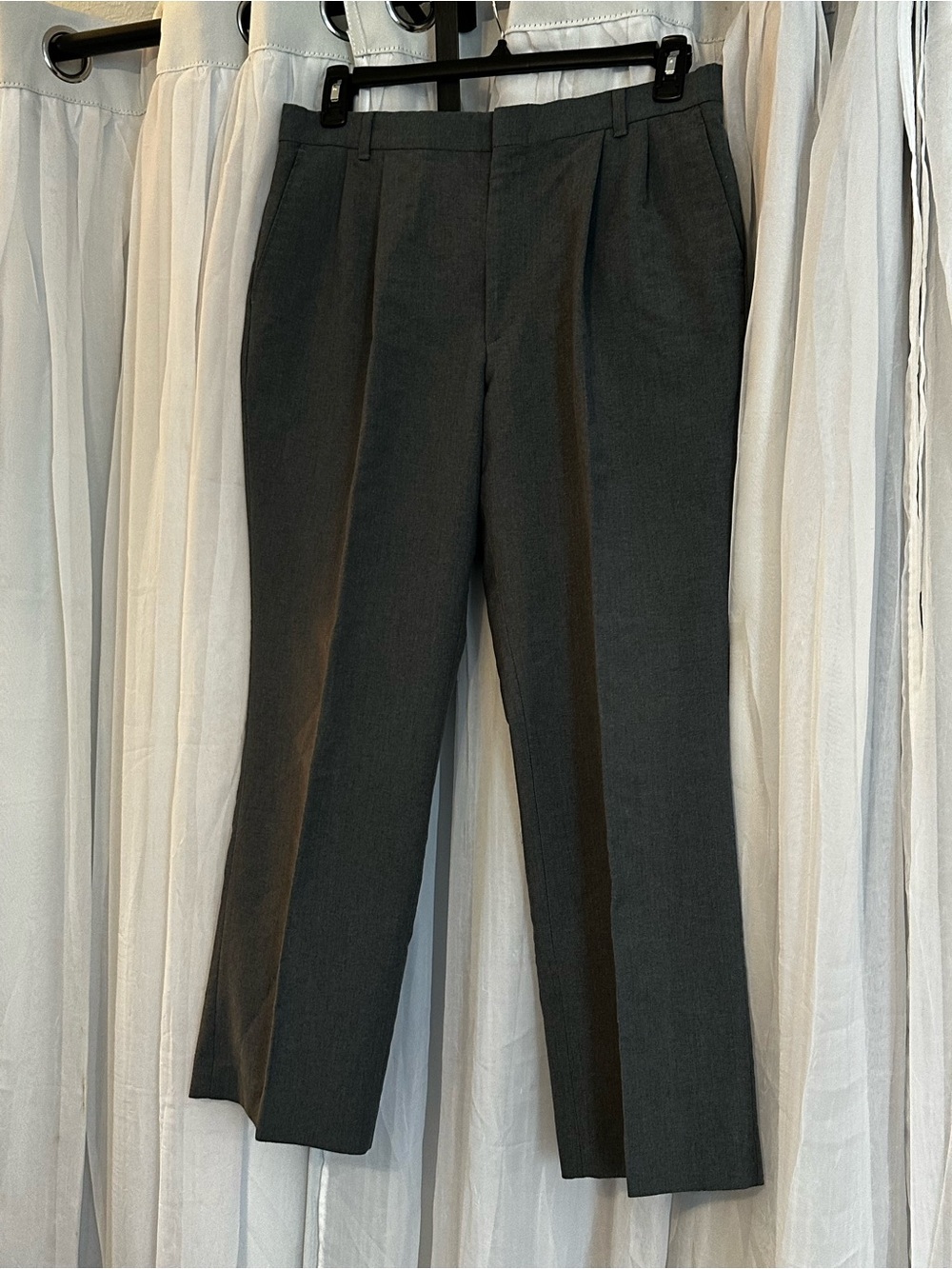 Men's Classic Pleated Dress Pants - Charcoal Gray - Picture 3 of 8